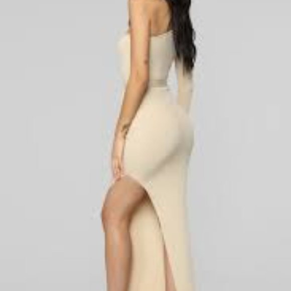 Above The Basics One Shoulder Sweater Dress - Taupe - Picture 2 of 10